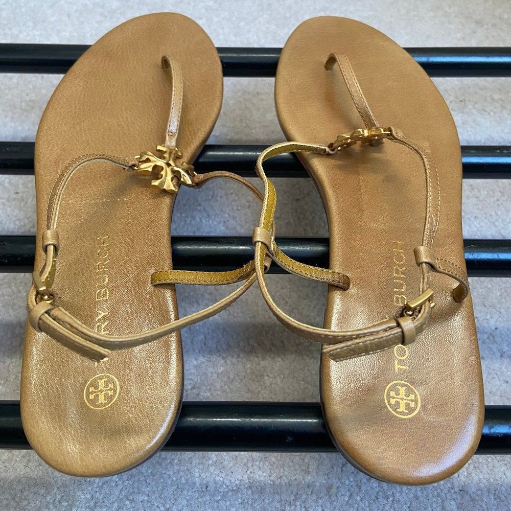 TORY BuRCH Women 90555 Capri Thong Leather Logo Sandals - NEW NWOB - Picture 5 of 7